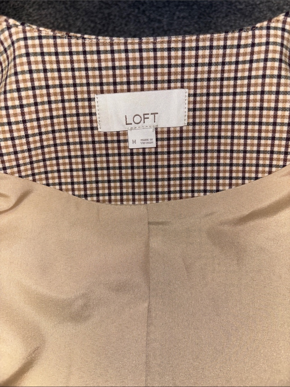 LOFT Neutral palette Plaid blazer and skirt set size 6 - Picture 8 of 11